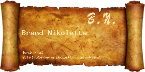 Brand Nikoletta névjegykártya